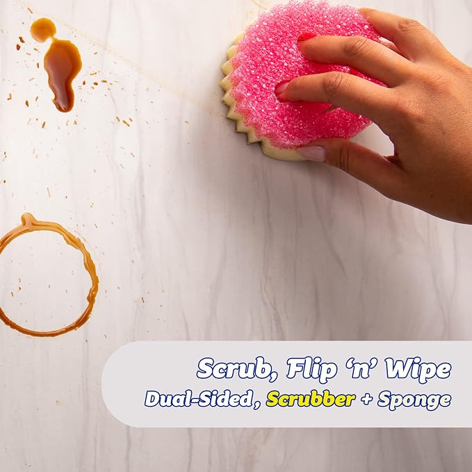 Scrub Daddy Dual Sided Texture Changing Sponge/Scrubber - Super Absorbent Sponge Side - Scrub Mommy (Pink) - 1 Count