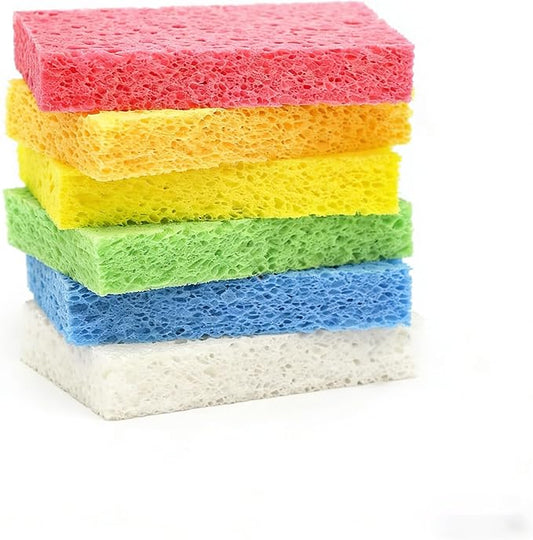 ARCLIBER Cellulose Sponges,Heavy Duty Scrub Kitchen Sponge No Scratching,Pop Up Eco DIY (6 Pack)