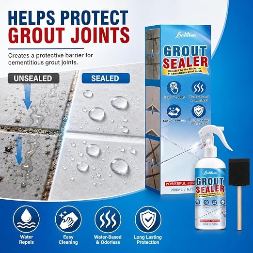 Grout Sealer, Waterproof Grout Sealant Spray, Tile Grout Sealer, Long Lasting Clear Grout Sealer for Shower Tile, Floors, Protect Marble, Ceramic and Granite Surface Grout Cleaner