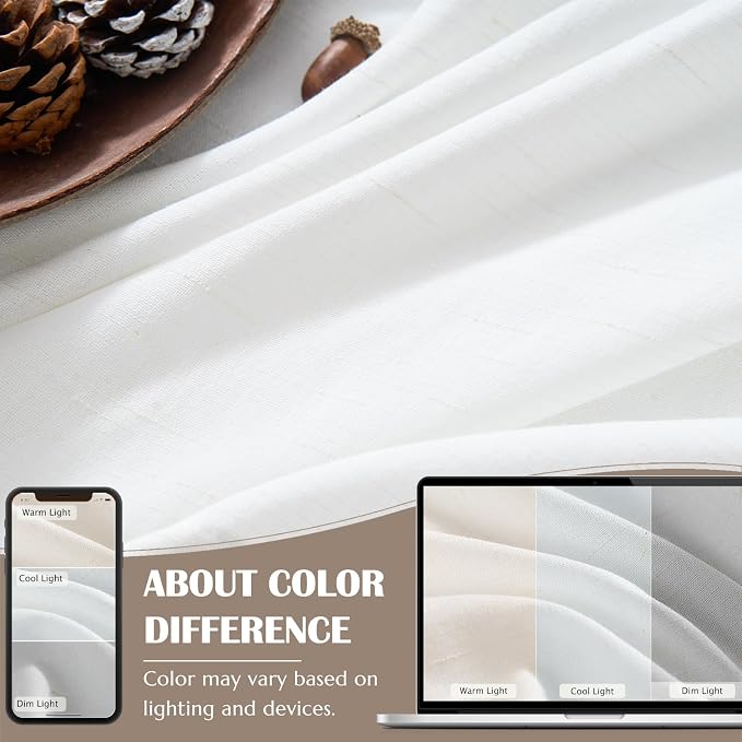 jinchan Linen Pinch Pleated Back Tab Tier Curtains, 26x24, 2 Panels, White | Light filtering,small window treatment,cafe curtains,machine washable,farmhouse,kitchen,bathrooms,laundry