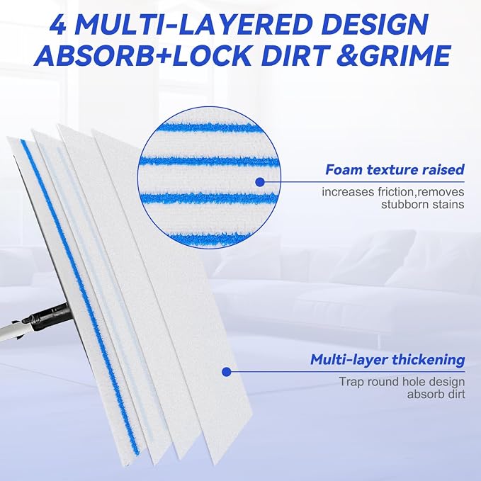 Replacement Disposable Microfiber Pad Fit for Rubbermaid Quick Connect Mop System - 50 Pack Wet & Dry Commercial Cleaning Refills with Scrubbing/Scouring Stripes Fit for Any Flat System 17 and 18 Inch