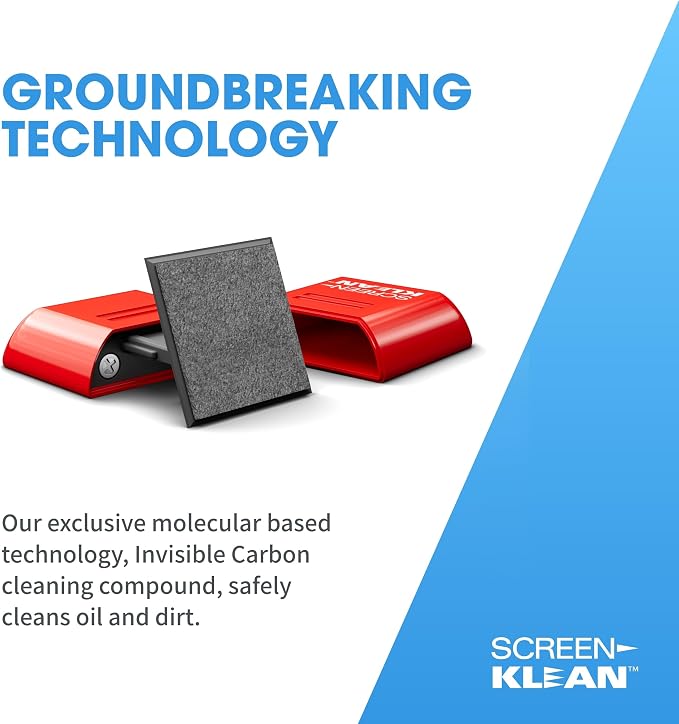 ScreenKlean Tablet Screen Cleaner - Compatible with iPad, Android & Amazon Tablet - with Carbon Microfiber Tech-Injected Red-1 Count (Pack of 1)