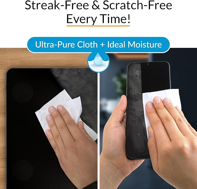 iCloth Screen Cleaner Wipes Individually Wrapped Travel Size Streak-Free (24 Large Wipes)