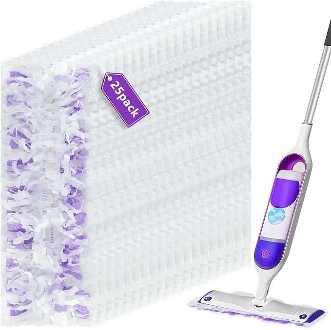 25 Pack Disposable Power Mop Refill Pads for Swiffer Power Mop | All Purpose Multi-Surface Mopping Pads Replacemet,Thickened Mop Pads for Wet or Dry Cleaning on Finished Hard Floors