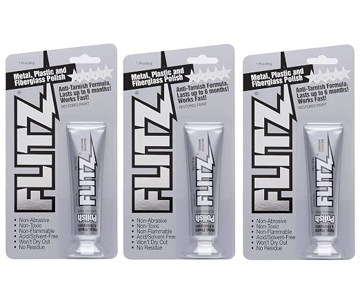 Flitz Metal Polish Paste - 1.76oz USA-Made Polish for Solid Chrome, Stainless Steel, & Aluminum - Non-Abrasive for Light Oxidation - Requires Manual Buffing - Not for Plated/Coated Surfaces (3 Pack)