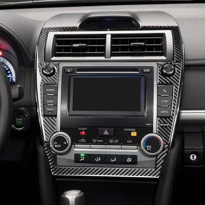 Real Carbon Fiber Trim for Toyota Camry Accessories | for 2012 2013 2014 Multimedia Panel Frame Sticker Interior Thick Overlay Decal