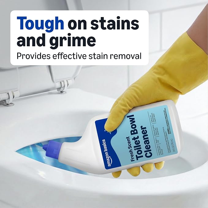 Amazon Basics Toilet Bowl Cleaner with Cling Action Formula, Bleach, Fresh Scent, 24 Fl Oz, Pack of 1, Packaging May Vary
