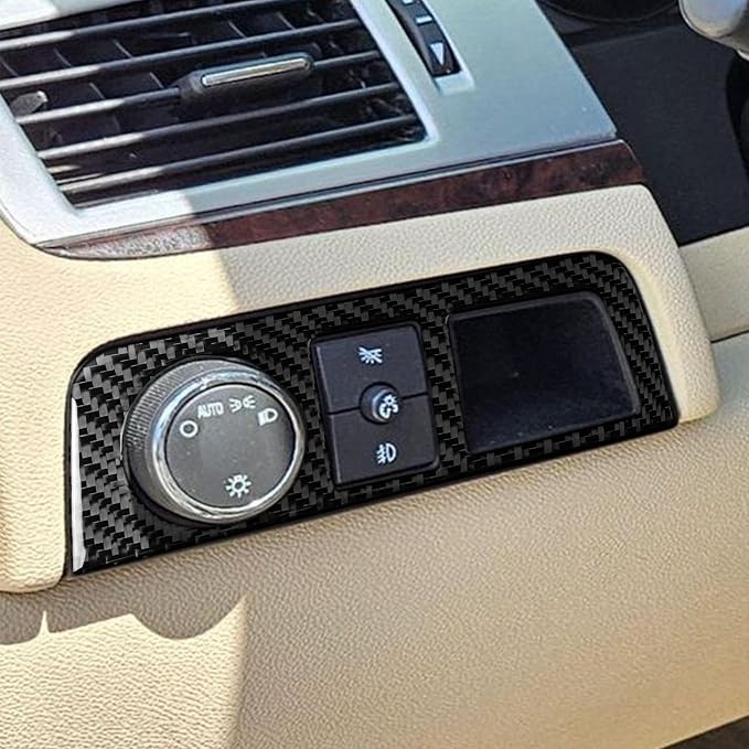 Decals Fit for Cadillac Escalade ESV 2007-2014 / EXT Hybrid 2009-2013 | Real Carbon Fiber | Accessories | Headlight Switch Control Button Surround | Anti-scratch