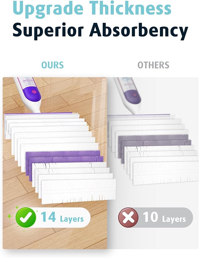 AIR U+ 24 Pack Disposable Power Mop Pads Refills for Swiffer Power Mop | Unscented 14-Layer Thickened, Wet and Dry Use, Multi-Surface Replacement Mopping Refills Pads for Floor Surface Cleaning