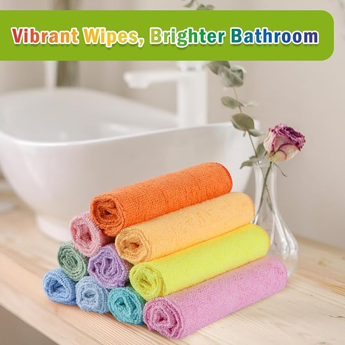 AIDEA Microfiber Cleaning Cloth-20PK, Microfiber Towels, Rags,11.5"×11.5" | Cleaning Rags, Lint Free Cloth, Wash Cloths, Dusting Cloth for Home, Window, Cars, Cleaning Supplies, Muilticolor