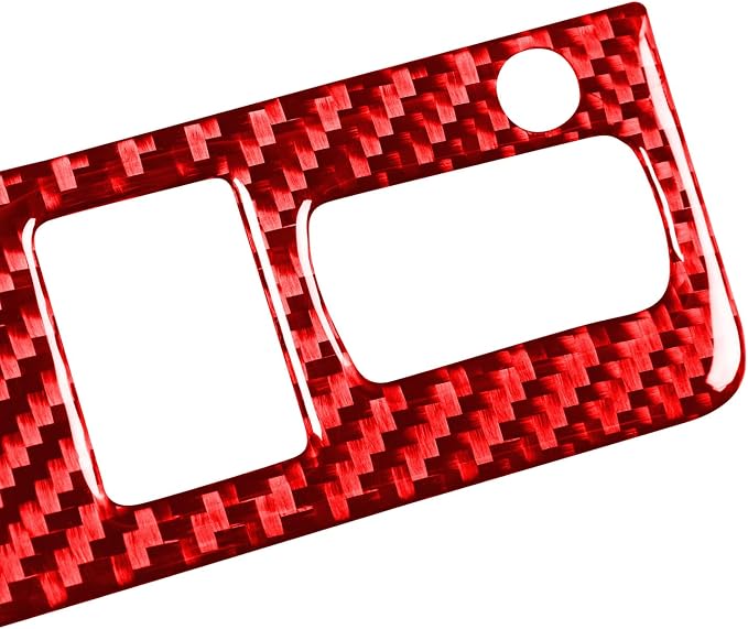 Real Carbon Fiber Decals Headlight Switch Button Cover Red Trim Stickers Compatible with Scion FR-S 2013 2014 2015 2016 / Toyota 86 2017 2018 2019 2020 Accessories Type-A