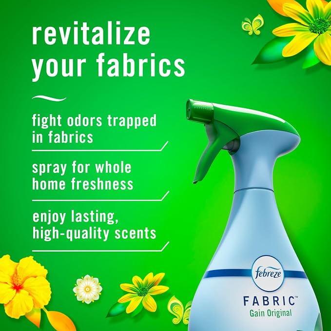 Febreze Odor-Fighting Fabric Refresher with Gain, Original, 101.4 fl oz, Pack of 6
