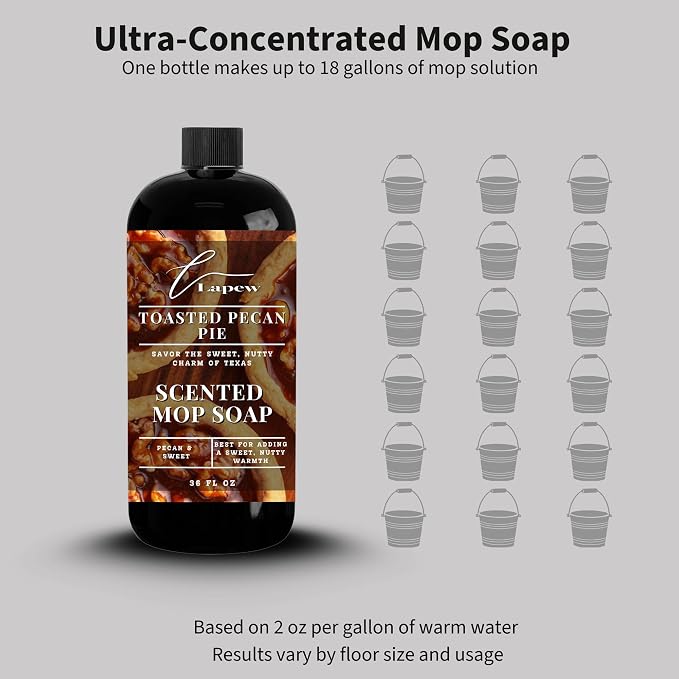 Lapew Toasted Pecan Pie Scented Mop Soap - Luxury Floor Cleaner Concentrate for Mopping Tile, Laminate, Vinyl & Hardwood | Streak-Free, Low-Foam | 36 oz