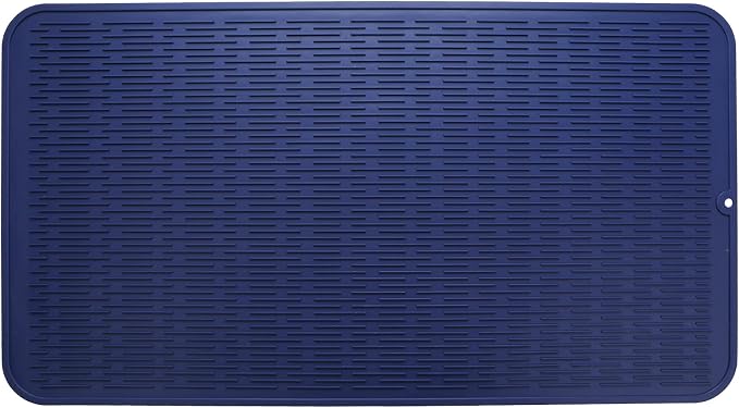 MicoYang Silicone Dish Drying Mat for Multiple Usage,Easy clean,Eco-friendly,Heat-resistant Silicone Mat for Kitchen Counter or Sink,Refrigerator or Drawer Liner Navy Blue 4XL 32 inches x 18 inches