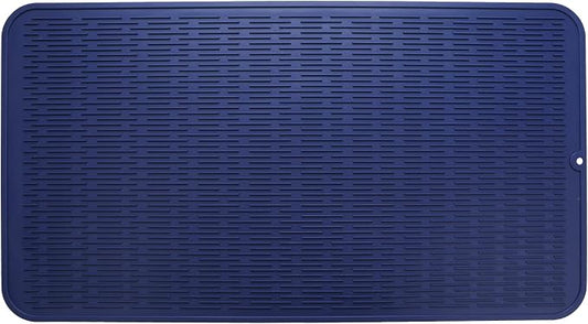 MicoYang Silicone Dish Drying Mat for Multiple Usage,Easy clean,Eco-friendly,Heat-resistant Silicone Mat for Kitchen Counter or Sink,Refrigerator or Drawer Liner Navy Blue 4XL 32 inches x 18 inches