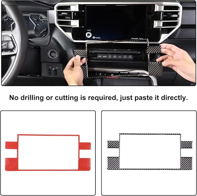 Car Central Control Navigation Screen Frame Decorative Sticker Compatible with Toyota Tundra/Sequoia 2022-2024 Real Carbon Fiber Center Navigation Screen Panel Protect Cover Trim Sticker Accessories