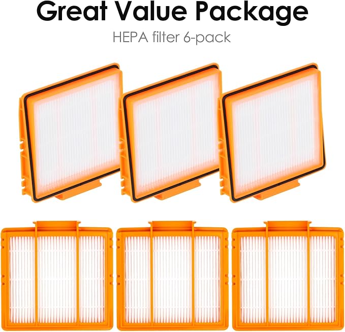 (6 Pieces) UR2650WS HEPA Filters for Shark UR2650WS, RV2820YE, AV2800ZE, AV2810YS, AV2501AE, RV2502AE, AV2501S AV2511AE RV2410WD RV2610WA RV2610WD RV2620WD Vacuum Filter Accessories, Replacement Parts