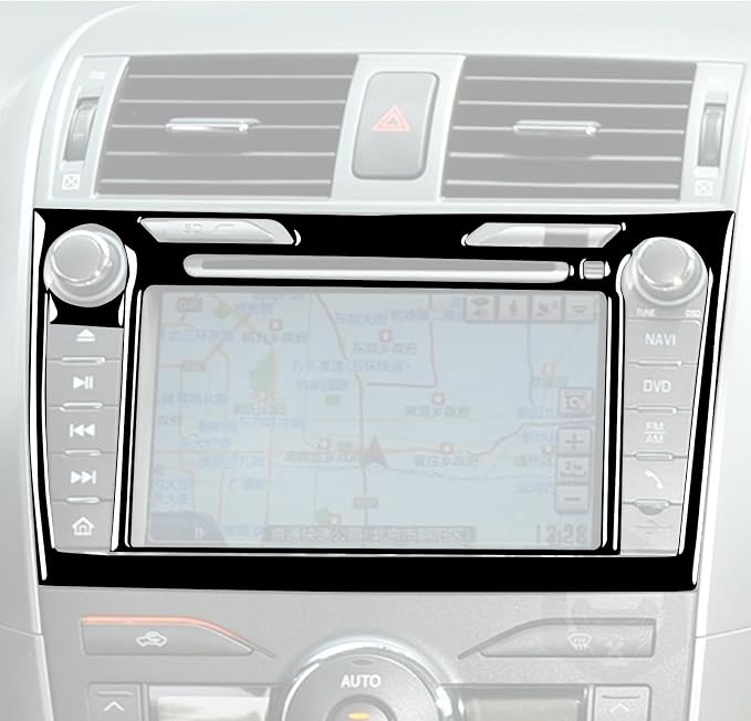 Glossy Bright Piano Black Car Dash Navigation GPS Screen Multimedia Control Panel Decoration Sticker Interior Trim Compatible with Toyota Corolla 2009 2010 2011 2012 2013 Auto Trim Accessories