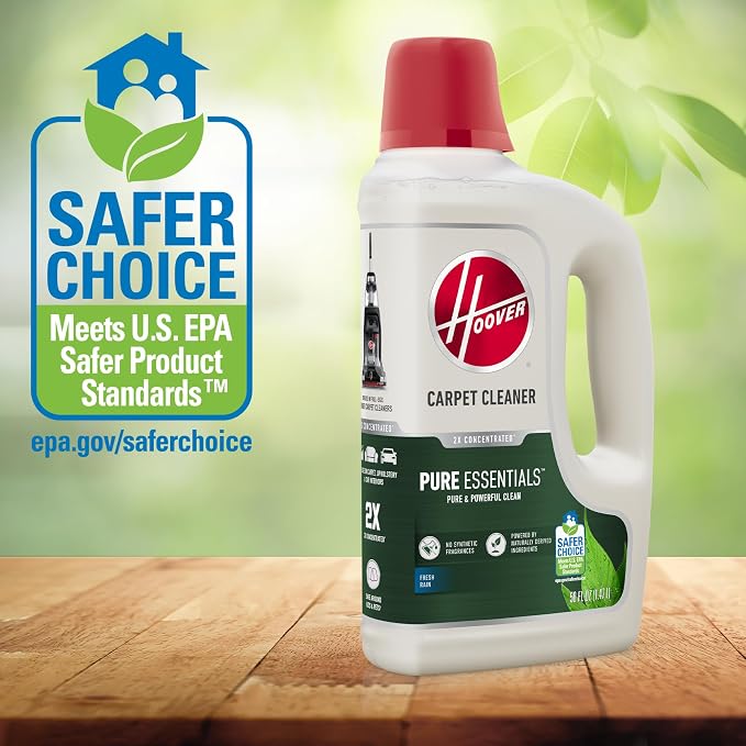 Hoover Pure Essentials Carpet Cleaner Solution, 50 oz., Fresh Rain Scent, Natural Plant Based Formula, Deep Cleaning Carpet Shampoo Solution, Pair with Hoover Carpet Cleaner Machine | Natural Plant Based Formula, Deep Cleaning Carpet Shampoo Solution, ...