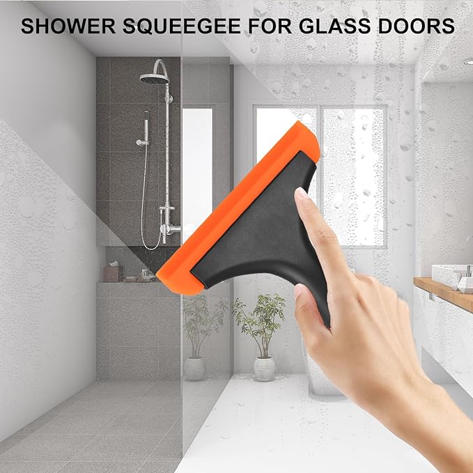 SetSail Shower Squeegee for Glass Doors, Small Squeegee for Shower Glass | Mini Silicone Squeegee for Window, Glass Door, Bathroom, Mirror, Car Window