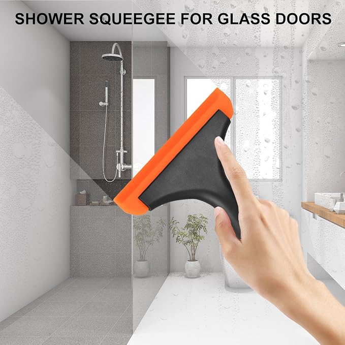 SetSail Shower Squeegee for Glass Doors, Small Squeegee for Shower Glass | Mini Silicone Squeegee for Window Cleaner Tool Bathroom Squeegees for Car Window Cleaning, 2 Pack