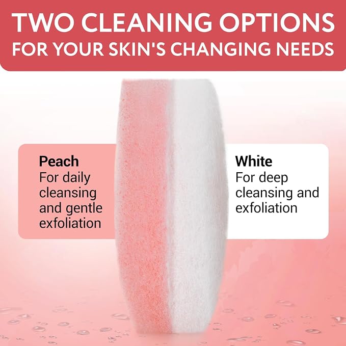 IMPRESA Facial Sponge - Daily Deep Cleansing Face Scrubber - Gentle Exfoliating Pads for Dead Skin Removal - Reusable Face Scrub Pads for Normal to Oily Skin (Peach/White, Thick)