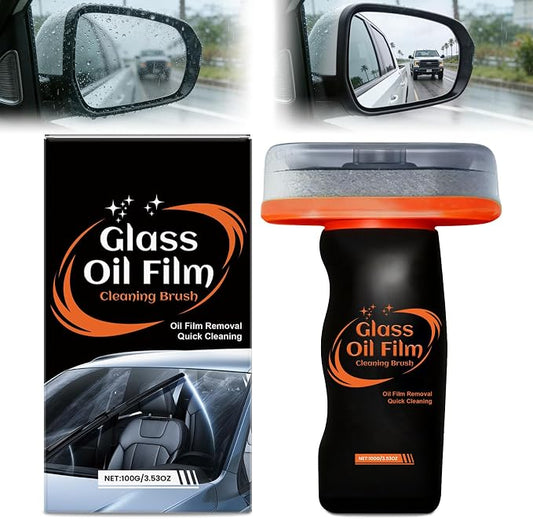 Glass Oil Film Remover for Car, Hand-Held Glass Emulsion Cleaner, Glass Cleaner Automotive Oil Film Cleaning Brush for Car Windows, Windshield and Mirrors, Improve Driving Visibility