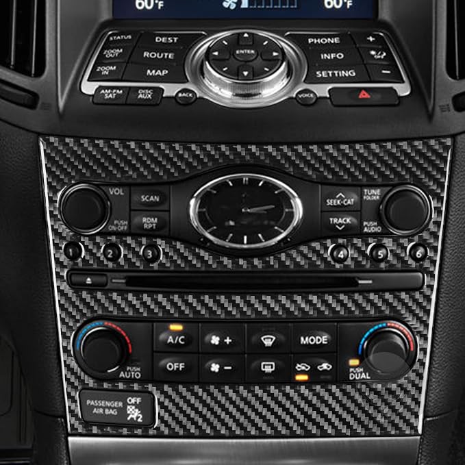 Real Carbon Fiber Trim for Infiniti Accessories | for G35 G37 G25 Q60 Q40 2007-2015 X S Sedan Coupe Convertible Dash CD AC Control Panel Interior Thick Overlay Decal