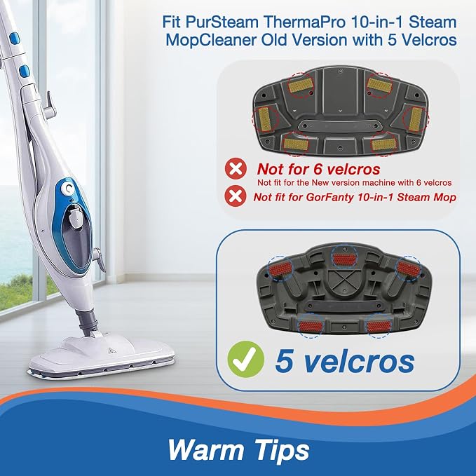 8 Pack Steam Mop Replacement Pads for PurSteam 10-in-1 & ThermaPro 211 | Includes 4 microfiber pads and 4 upgraded cleaning pads; Washable and reusable for wood, ceramic, laminate and marble floors.