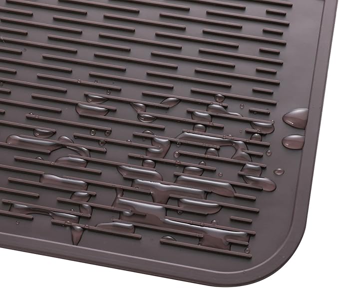 MicoYang Silicone Dish Drying Mat for Multiple Usage,Easy clean,Eco-friendly,Heat-resistant Silicone Mat for Kitchen Counter or Sink,Refrigerator or Drawer Liner Coffee 4XL 32 inches x 18 inches