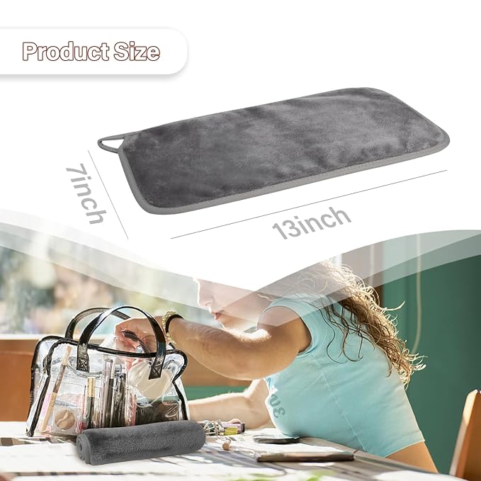 Nugilla Makeup Remover Cloths, 8 Packs Makeup Remover Towels Reusable Face Wash Cloth, Soft Microfiber Face Cloth for Women(Cool Grey)