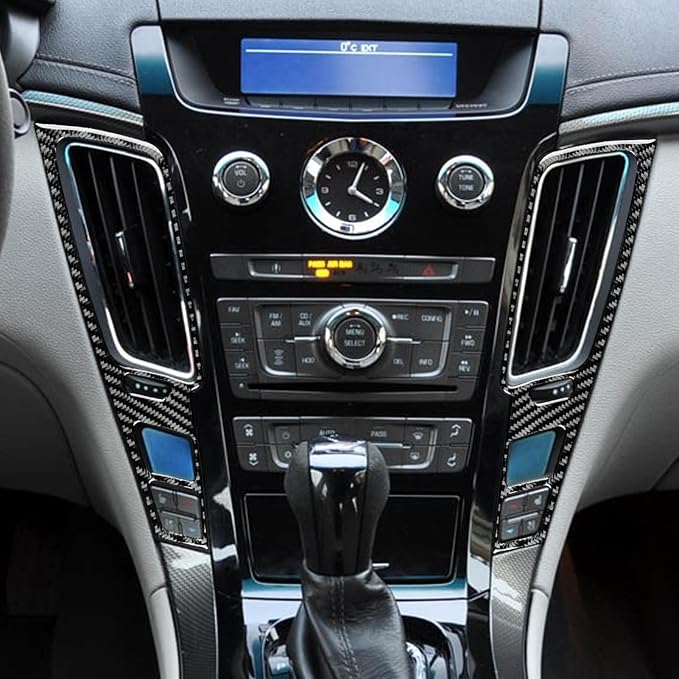 Real Carbon Fiber Trim for Cadillac CTS Accessories | for 2008 2009 2010 2011 2012 2013 Center Console Side Frame Sticker Interior Thick Overlay Decal
