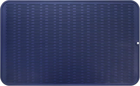 MicoYang Silicone Dish Drying Mat for Multiple Usage,Easy clean,Eco-friendly,Heat-resistant Silicone Mat for Kitchen Counter or Sink,Refrigerator or Drawer Liner Navy Blue 3XL 28 inches x 18 inches