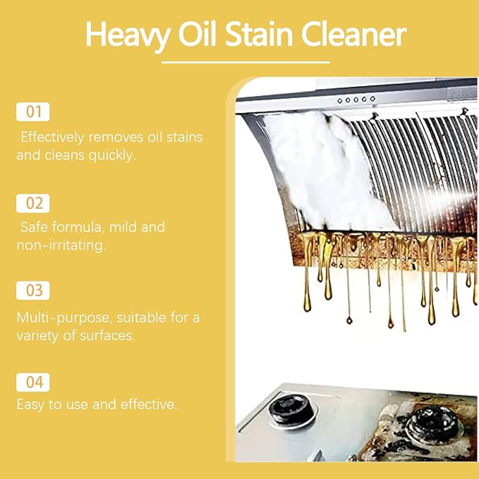 Kitchen Heavy Oil Cleaner, Kitchen Cleaner, Multipurpose Oil Stain Remover,Kitchens Grease Cleaner, Grease Remover, for Appliances Countertops Range Hoods