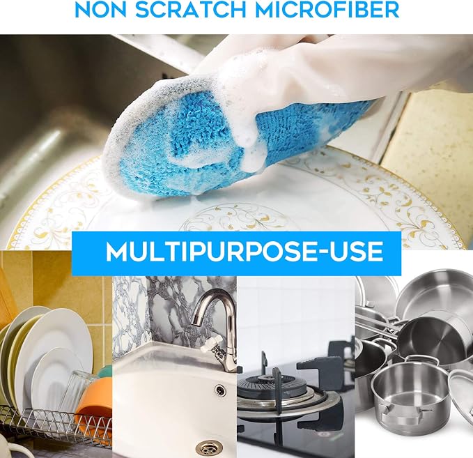 Dual Sided All-Purpose Sponges Kitchen,Dish Sponge for Washing Dishes Cleaning Kitchen,Non Scratch,Rough Scrubbers for Non-Stick Cookware, Soft Microfiber Scrub for Dishes(12 Pack)