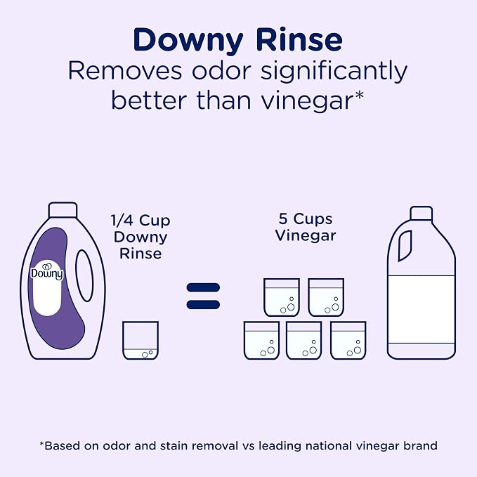 Downy Rinse Laundry Odor Remover, Fresh Lavender Scent, 62 FL OZ, Fabric Softener and Laundry Odor Removal Rinse