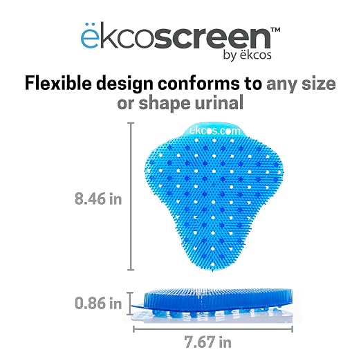 Diversey Ekcos EKS-8BM-12 ekcoscreen 60 Day Premium Anti-Splash Urinal Screen, Deodorizer for Cleaner Restrooms, Mango Scent, Blue, 12-Screens