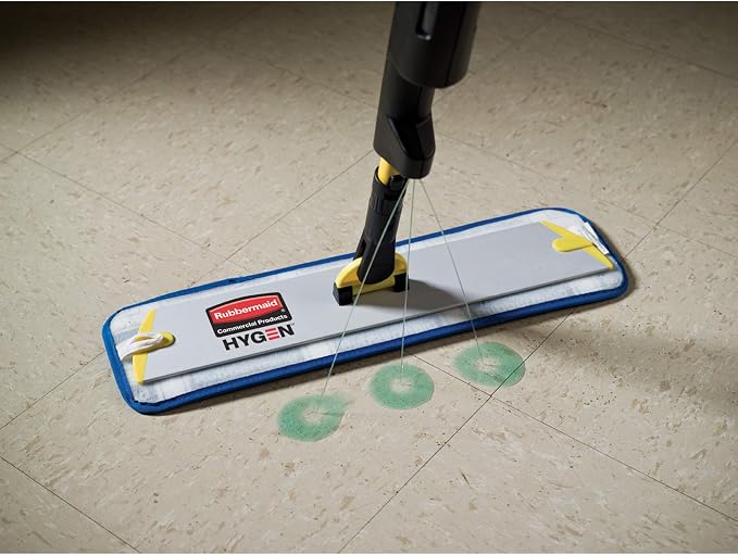 Rubbermaid Commercial Products HYGEN Pulse Single Sided Microfiber Spray Mop Kit for Hardwood/Tile/Laminated Floors Yellow Perfect for Kitchen/Lobby/Bathroom Cleaning