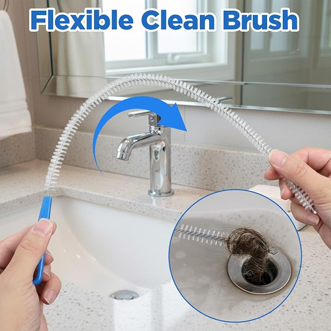2 Pcs 18.11inch Shower Drain Clog Remover Tool, Ymapinc Shower Drain Cleaner Tool for Hair Remover, Sink Cleaning Brush, Sink Brush, Plumbing Cleaning Tools for Kitchen & Bathroom