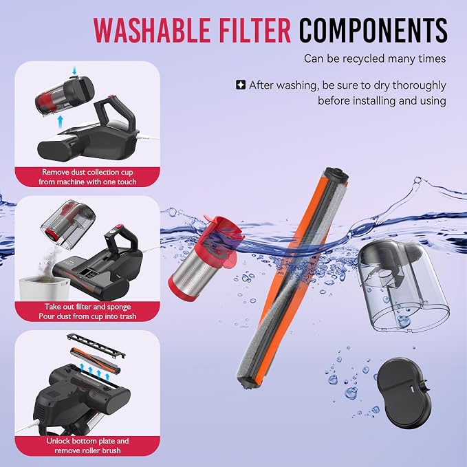 Mattress Vacuum Cleaner, 16Kpa 600W Bed Vacuum Cleaner with 253.7nm UV-C Light & 40000 RPM/Min Brushroll Rotation & Heating Tech, Widened Suction Port, Corded