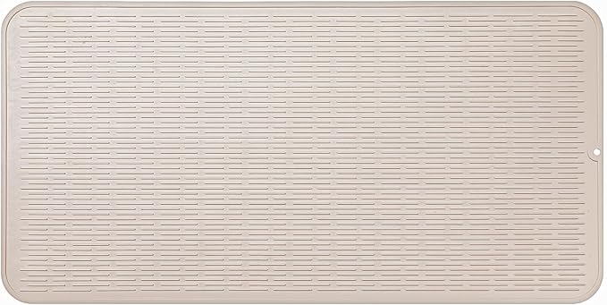 MicoYang Silicone Dish Drying Mat for Multiple Usage,Easy clean,Eco-friendly,Heat-resistant Silicone Mat for Kitchen Counter or Sink,Refrigerator or Drawer Liner Tapioca 5XL 36inches x 18inches