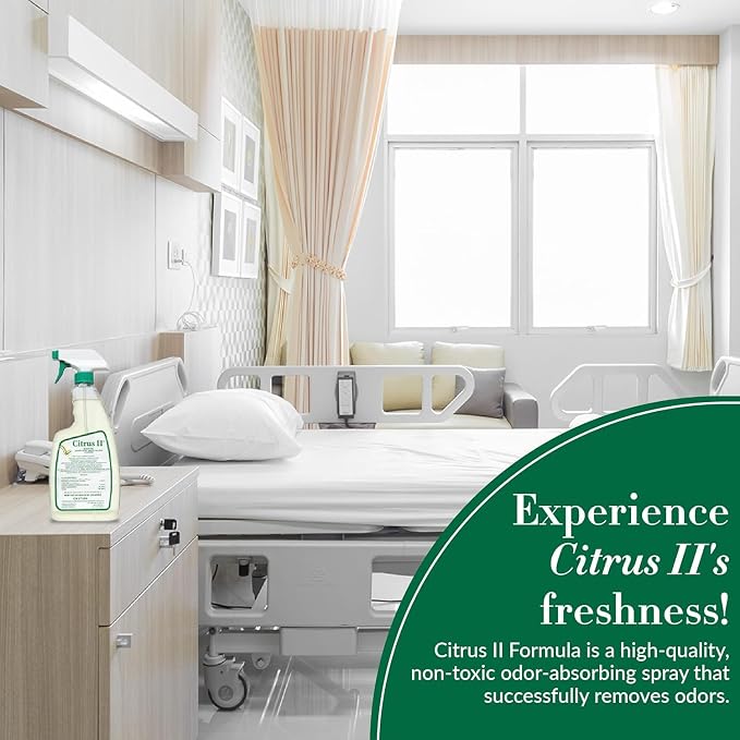 Citrus II Hospital Germicidal Deodorizing Cleaner - Fresh Citrus Scent - Disinfecting Spray- for Home, Hospital and Office Surfaces and Supplies - 22 Fl Oz - Pack of 2