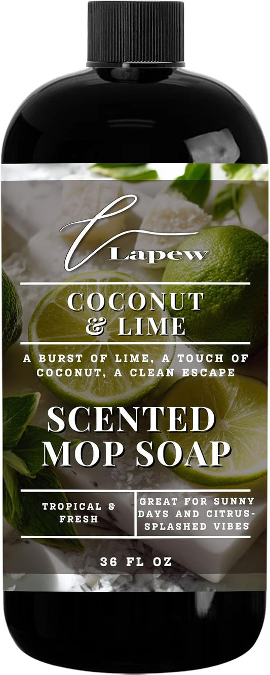 Lapew Coconut & Lime Scented Mop Soap - Luxury Floor Cleaner Concentrate for Mopping Tile, Laminate, Vinyl & Hardwood | Streak-Free, Low-Foam | 36 oz