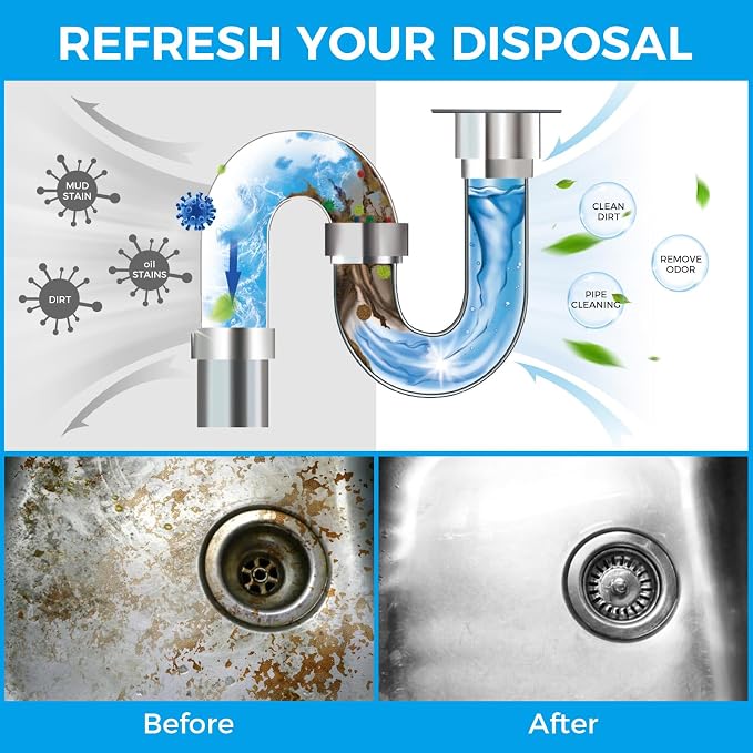 Garbage Disposal Tablets, Dissolve Grime & Remove Odors, 24pk | Citrus Scent Deep Clean Tablets, for Kitchen Sinks, Drains & Disposals, Remove Grime & Odors, 1-Year Supply