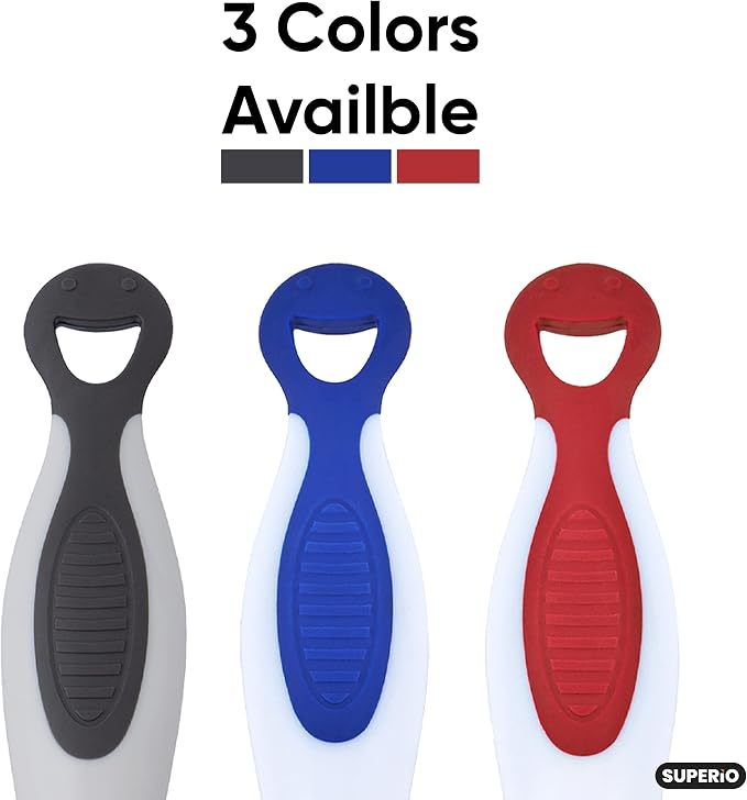 Superio Rubber Squeegee, 3 Pack, Streak Free All Purpose Window Squeegee, Comfort Grip Handle and Hanging Hook (Blue- Red, Grey 10 Inch- 3 Pack)