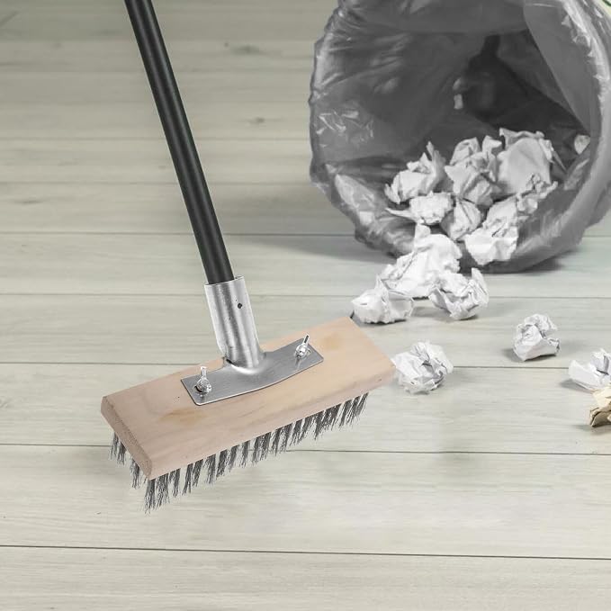 ABOOFAN Stainless Steel Wire Scrubber Brush 20cm Heavy-Duty Metal Floor Cleaning Brush Moss Remover for Outdoor Deck Patio Concrete Surfaces