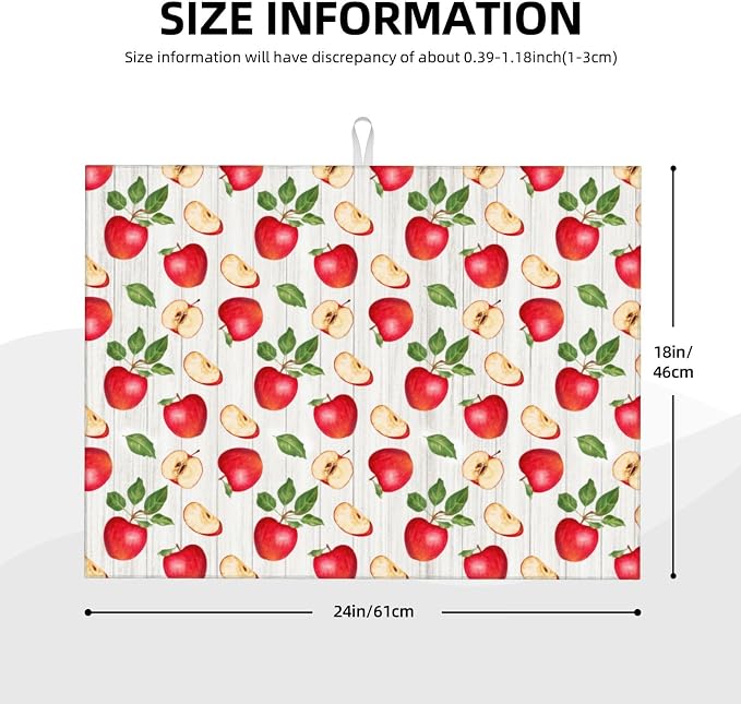 Apple Orchard Wood Grain Dish Drying Mat For Kitchen Counter, Super Absorbent Microfiber Dish Drying Pad, Kitchen Gadgets For Easy Clean Multi-Use Large 18"x24"