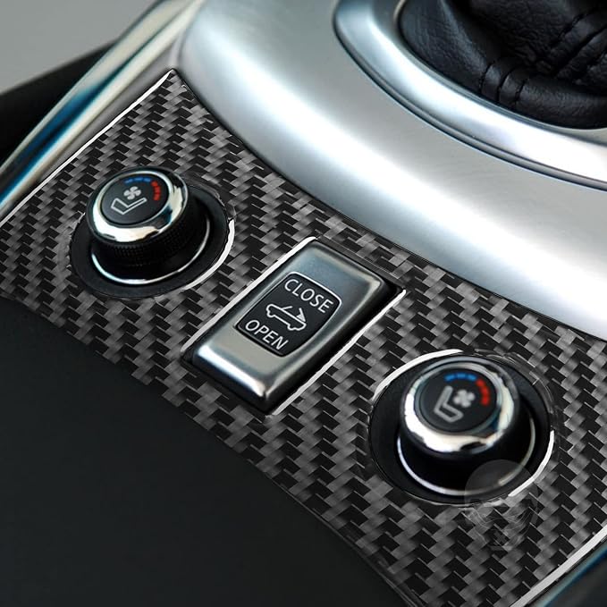 Real Carbon Fiber Trim for Infiniti Accessories | for G37 G25 Q60 Q40 X S 2011-2015 2012 2013 2014 Sedan Coupe Convertible Center Seat Heating Button Thick Overlay Decal - A