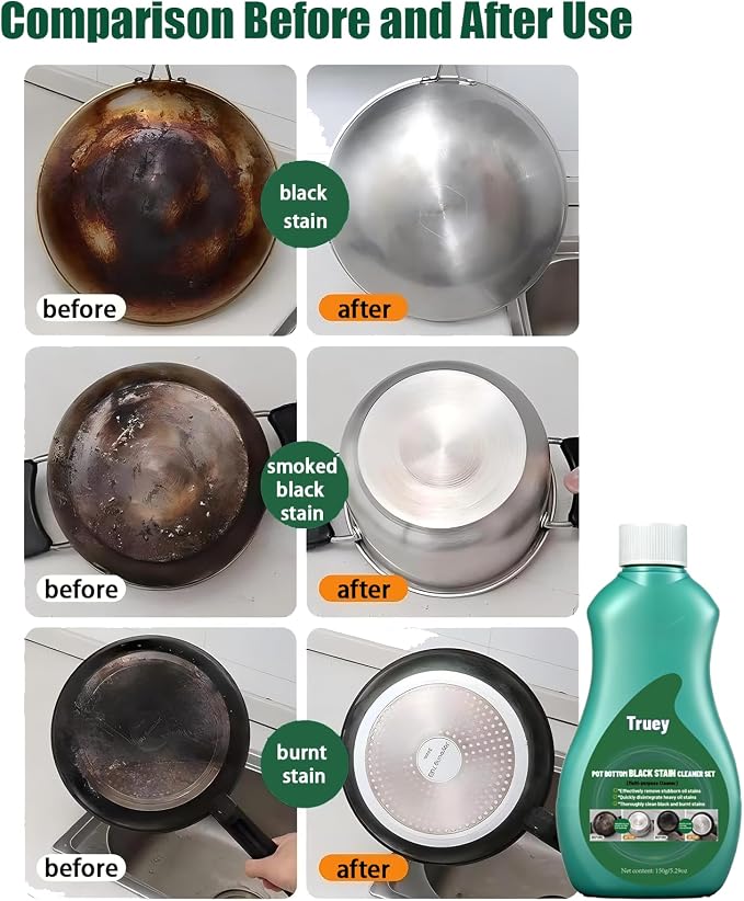 Pot Bottom Black Stain Cleaner Set,Powerful Kitchenware Cleaner(150g*3) | pot bottom black stain cleaner
