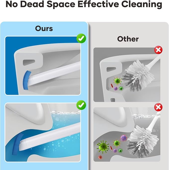 2 Pack Disposable Toilet Brush and Holder Set, Wall Mounted Toilte Wand Kit, Disposable Bowl Ceaner Wand and Caddy with 96 Refills for Closestool Cleaning